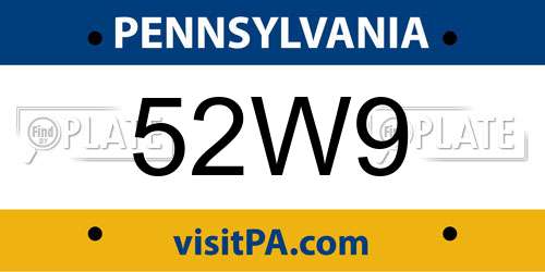 52W9 Pennsylvania License Plate