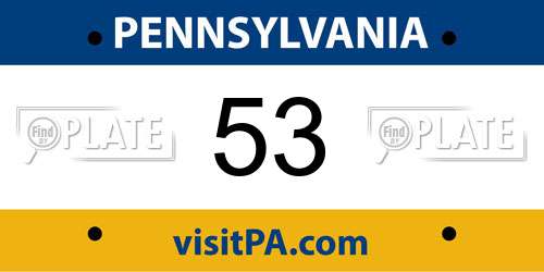 53 Pennsylvania License Plate