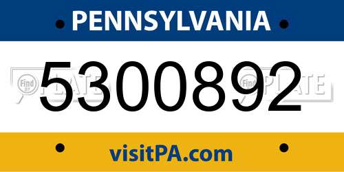 5300892 Pennsylvania License Plate