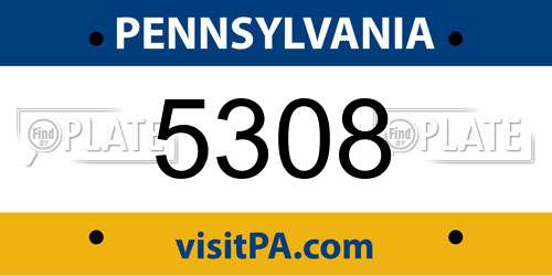 5308 Pennsylvania License Plate