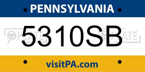 5310SB Pennsylvania License Plate