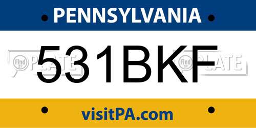 531BKF Pennsylvania License Plate