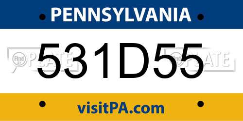 531D55 Pennsylvania License Plate