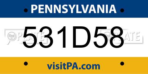 531D58 Pennsylvania License Plate
