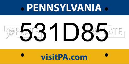 531D85 Pennsylvania License Plate