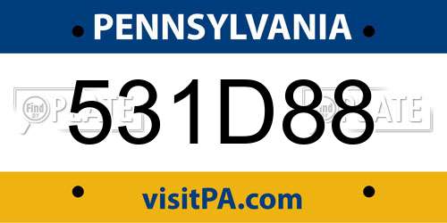 531D88 Pennsylvania License Plate