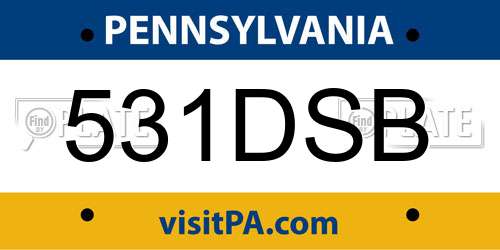 531DSB Pennsylvania License Plate
