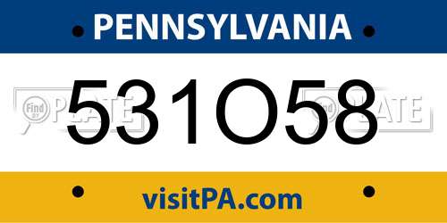 531O58 Pennsylvania License Plate
