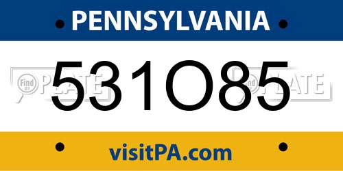 531O85 Pennsylvania License Plate