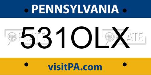 531OLX Pennsylvania License Plate