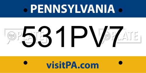 531PV7 Pennsylvania License Plate