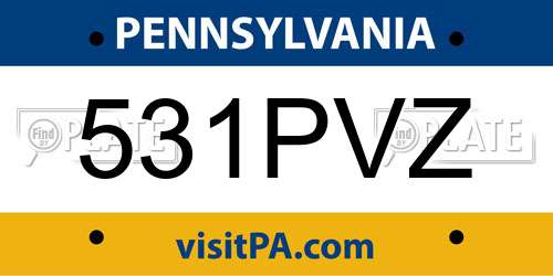 531PVZ Pennsylvania License Plate