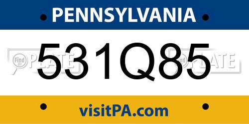 531Q85 Pennsylvania License Plate