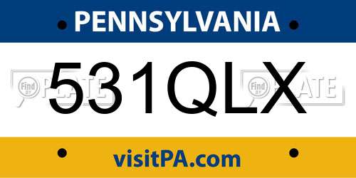 531QLX Pennsylvania License Plate