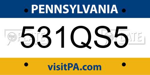 531QS5 Pennsylvania License Plate