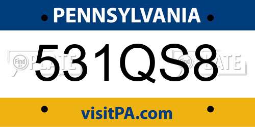 531QS8 Pennsylvania License Plate