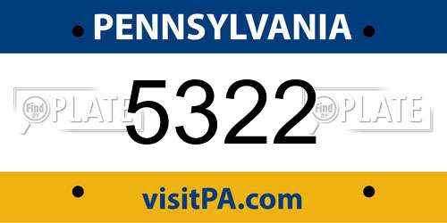 5322 Pennsylvania License Plate