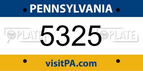 5325 Pennsylvania License Plate