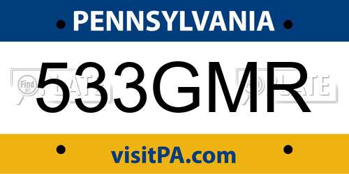 533GMR Pennsylvania License Plate