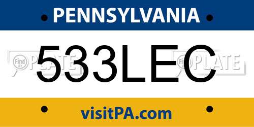 533LEC Pennsylvania License Plate