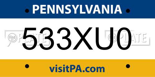 533XU0 Pennsylvania License Plate