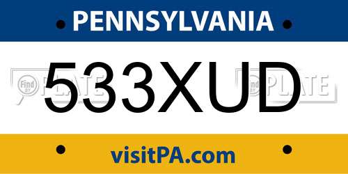 533XUD Pennsylvania License Plate