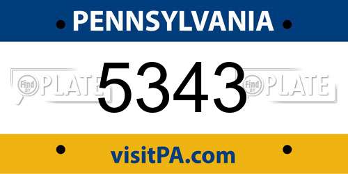5343 Pennsylvania License Plate