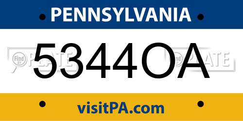 5344OA Pennsylvania License Plate