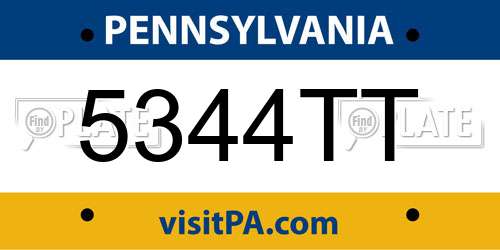 5344TT Pennsylvania License Plate