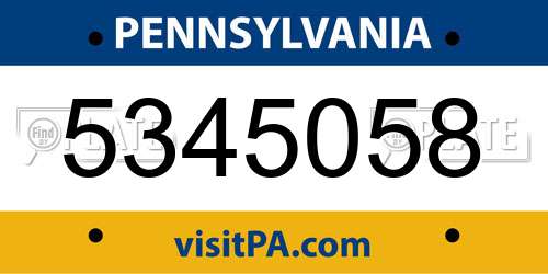 5345058 Pennsylvania License Plate