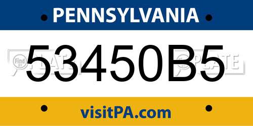 53450B5 Pennsylvania License Plate