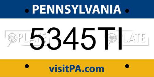 5345TI Pennsylvania License Plate