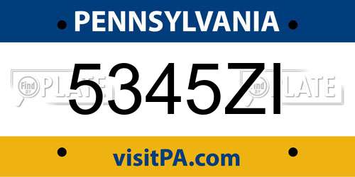 5345ZI Pennsylvania License Plate