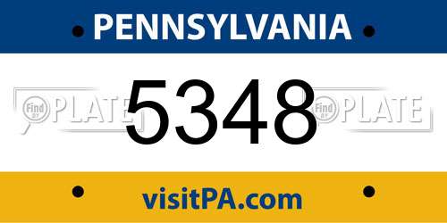 5348 Pennsylvania License Plate