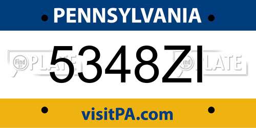 5348ZI Pennsylvania License Plate