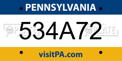 534A72 Pennsylvania License Plate