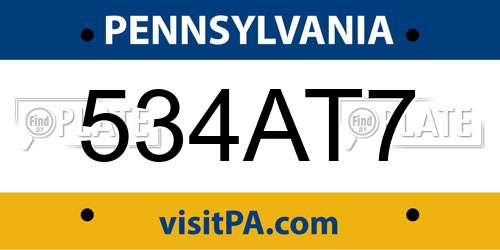 534AT7 Pennsylvania License Plate