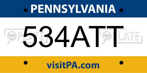 534ATT Pennsylvania License Plate