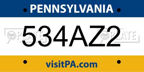 534AZ2 Pennsylvania License Plate