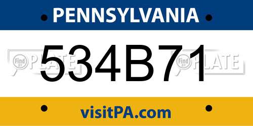 534B71 Pennsylvania License Plate