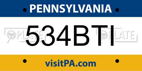 534BTI Pennsylvania License Plate