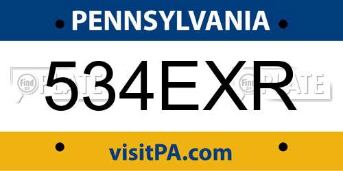 534EXR Pennsylvania License Plate