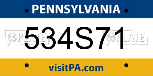 534S71 Pennsylvania License Plate