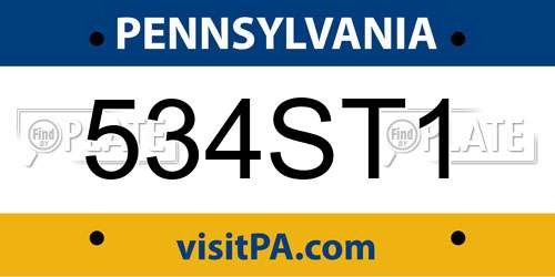 534ST1 Pennsylvania License Plate