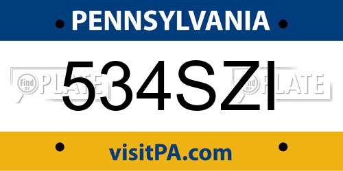 534SZI Pennsylvania License Plate