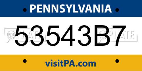 53543B7 Pennsylvania License Plate