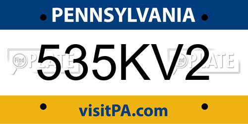 535KV2 Pennsylvania License Plate