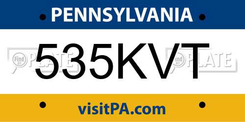 535KVT Pennsylvania License Plate