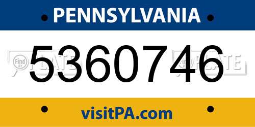 5360746 Pennsylvania License Plate