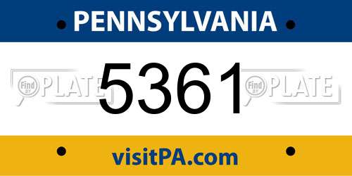 5361 Pennsylvania License Plate